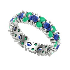 Elin Tamtur Yüzük - Lab safir ve kök zümrüt 925 ayar gümüş yüzük #nlw61h