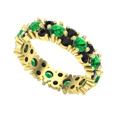 Yeşil kuvars ve siyah zirkon 18 ayar altın yüzük