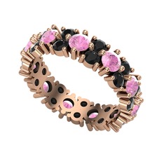 Elin Tamtur Yüzük - Pembe kuvars ve siyah zirkon 14 ayar rose altın yüzük #qboqjq