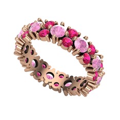 Elin Tamtur Yüzük - Pembe kuvars ve rodolit garnet 8 ayar rose altın yüzük #qo4kp