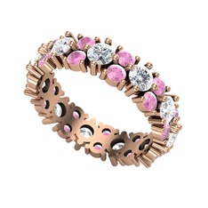 Elin Tamtur Yüzük - Pırlanta ve pembe kuvars 8 ayar rose altın yüzük (1.76 karat) #r81kia