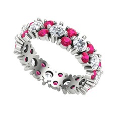 Elin Tamtur Yüzük - Pırlanta ve rodolit garnet 8 ayar beyaz altın yüzük (1.76 karat) #s63v1n
