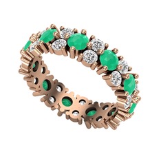 Elin Tamtur Yüzük - Kök zümrüt ve beyaz zirkon 14 ayar rose altın yüzük #smtamr