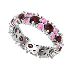 Elin Tamtur Yüzük - Kök yakut ve pembe kuvars 14 ayar beyaz altın yüzük #umhyvr