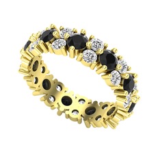 Siyah zirkon ve swarovski 18 ayar altın yüzük