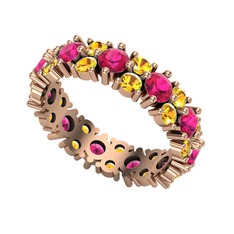 Rodolit garnet ve sitrin 8 ayar rose altın yüzük