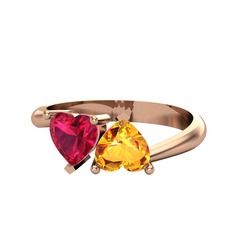 Rodolit garnet ve sitrin 18 ayar rose altın yüzük