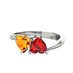 Sitrin ve garnet 925 ayar gümüş yüzük