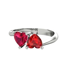 Rodolit garnet ve garnet 8 ayar beyaz altın yüzük