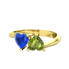 Lab safir ve peridot 14 ayar altın yüzük