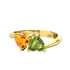 Sitrin ve peridot 14 ayar altın yüzük