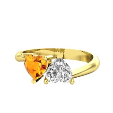 Sitrin ve swarovski 18 ayar altın yüzük