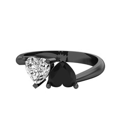 Swarovski ve siyah zirkon 925 ayar siyah rodyum kaplama gümüş yüzük