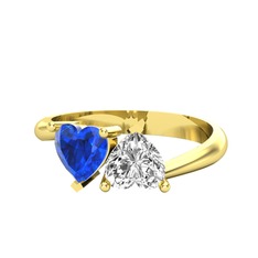 Lab safir ve swarovski 14 ayar altın yüzük