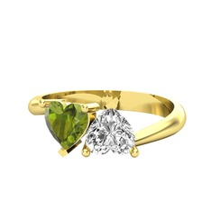 Peridot ve swarovski 925 ayar altın kaplama gümüş yüzük