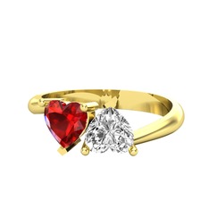 Garnet ve swarovski 925 ayar altın kaplama gümüş yüzük