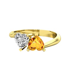 Swarovski ve sitrin 14 ayar altın yüzük