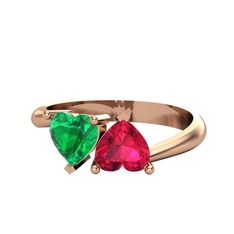 Yeşil kuvars ve rodolit garnet 14 ayar rose altın yüzük