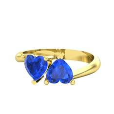 Lab safir 925 ayar altın kaplama gümüş yüzük