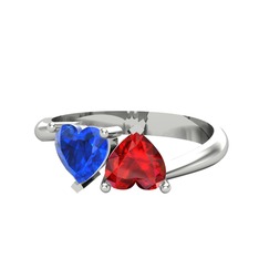 Lab safir ve garnet 8 ayar beyaz altın yüzük