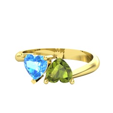 Akuamarin ve peridot 14 ayar altın yüzük