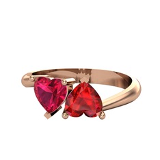 Rodolit garnet ve garnet 14 ayar rose altın yüzük