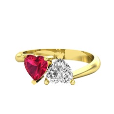 Rodolit garnet ve swarovski 18 ayar altın yüzük