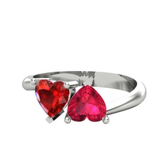 Garnet ve rodolit garnet 8 ayar beyaz altın yüzük