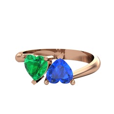 Yeşil kuvars ve lab safir 8 ayar rose altın yüzük