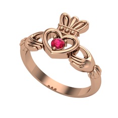 Taşlı Claddagh Yüzük - Rodolit garnet 18 ayar rose altın yüzük #147z3ut