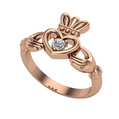 Taşlı Claddagh Yüzük - Swarovski 8 ayar rose altın yüzük #1fekel8