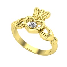 Taşlı Claddagh Yüzük - Swarovski 18 ayar altın yüzük #1grhiv9