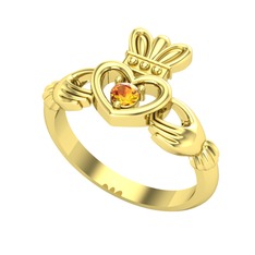 Taşlı Claddagh Yüzük - Sitrin 14 ayar altın yüzük #1pxx1df