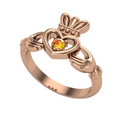 Taşlı Claddagh Yüzük - Sitrin 14 ayar rose altın yüzük #f323uu