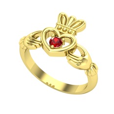 Taşlı Claddagh Yüzük - Garnet 8 ayar altın yüzük #hzr2bt