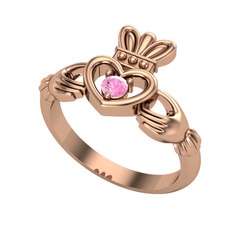 Taşlı Claddagh Yüzük - Pembe kuvars 14 ayar rose altın yüzük #w0cy5