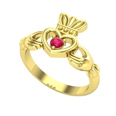 Taşlı Claddagh Yüzük - Rodolit garnet 18 ayar altın yüzük #x3pgsi