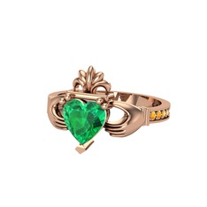 Kalp Claddagh Yüzük - Yeşil kuvars ve sitrin 8 ayar rose altın yüzük #o4w91f