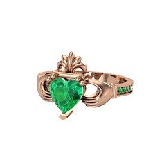 Kalp Claddagh Yüzük - Yeşil kuvars 8 ayar rose altın yüzük #s5t9nw