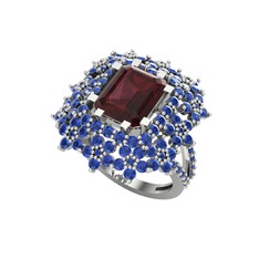 Kök yakut ve lab safir 925 ayar gümüş yüzük