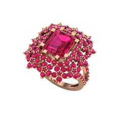 Prenses Kesim Çiçek Yüzük - Rodolit garnet 18 ayar rose altın yüzük #11ab1d9