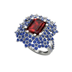 Garnet ve lab safir 925 ayar gümüş yüzük