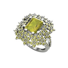 Prenses Kesim Çiçek Yüzük - Peridot 925 ayar gümüş yüzük #16yuj99