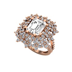 Beyaz zirkon ve pırlanta 8 ayar rose altın yüzük (1.725 karat)