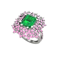 Yeşil kuvars ve pembe kuvars 925 ayar gümüş yüzük