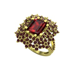 Prenses Kesim Çiçek Yüzük - Garnet ve kök yakut 925 ayar altın kaplama gümüş yüzük #1etoz6s