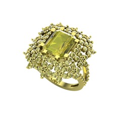 Prenses Kesim Çiçek Yüzük - Peridot 18 ayar altın yüzük #1n9qu62