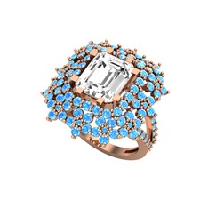 Swarovski ve akuamarin 18 ayar rose altın yüzük
