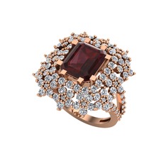 Prenses Kesim Çiçek Yüzük - Kök yakut ve pırlanta 18 ayar rose altın yüzük (1.725 karat) #1remfbe