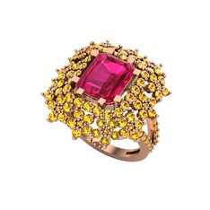 Rodolit garnet ve sitrin 925 ayar rose altın kaplama gümüş yüzük